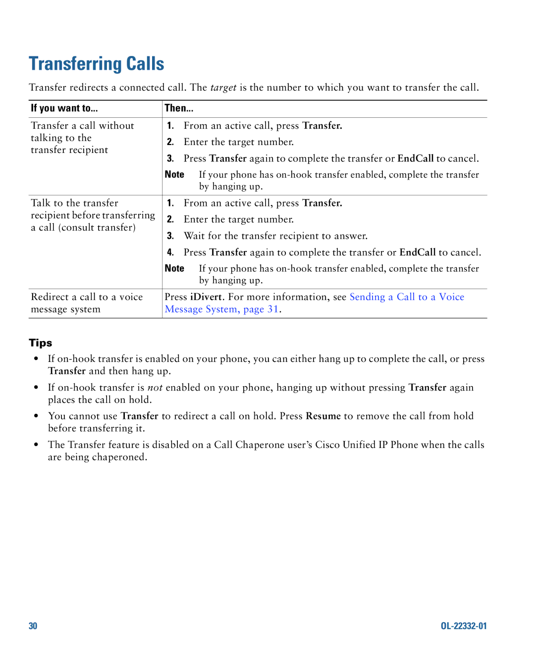 Cisco Systems CP7945G manual Transferring Calls, Message System 