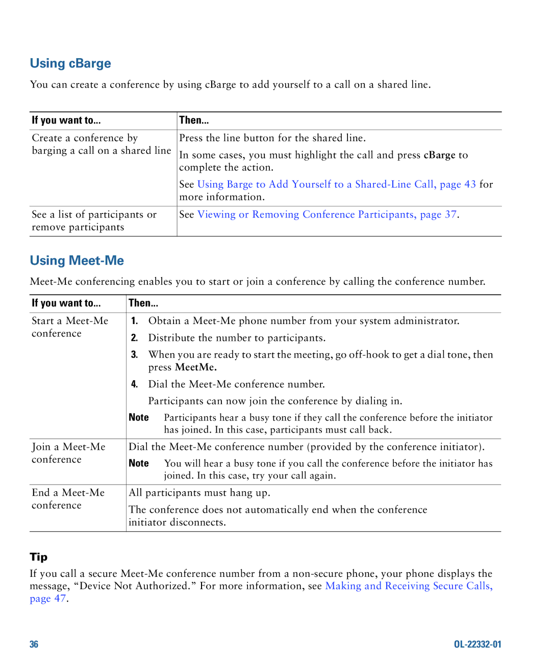 Cisco Systems CP7945G manual Using cBarge, Tip 