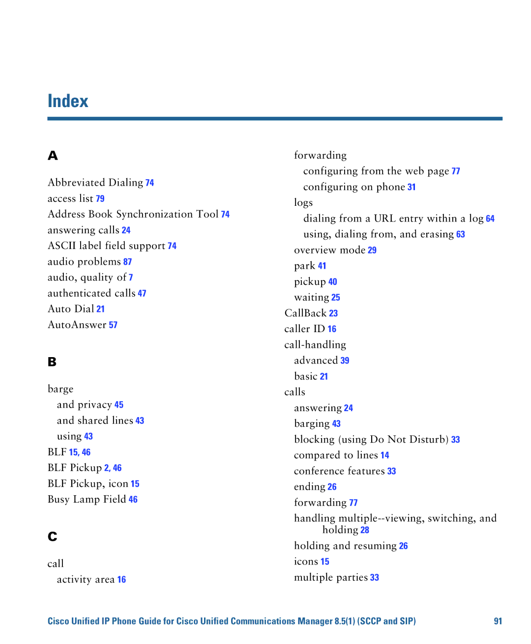 Cisco Systems CP7945G manual Index 