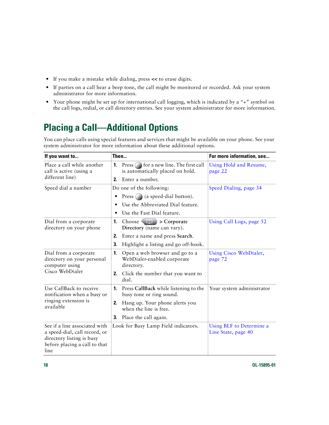 Cisco Systems CP7970GRF Placing a Call-Additional Options, Corporate, Using Cisco WebDialer, Using BLF to Determine a 