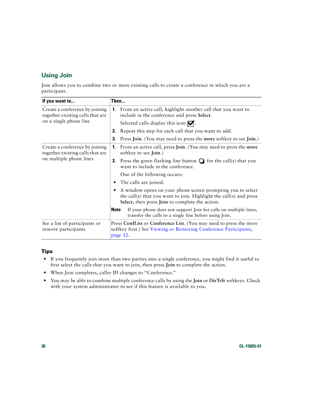 Cisco Systems CP7970GRF manual Using Join 