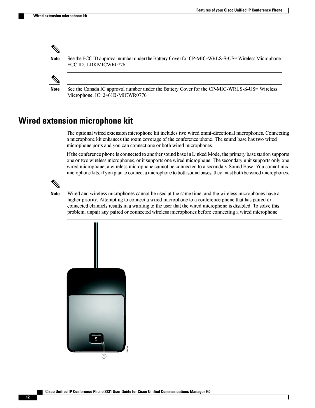 Cisco Systems CPMICWIREDS, CP8831K9, CP8831DCK9 manual Wired extension microphone kit 