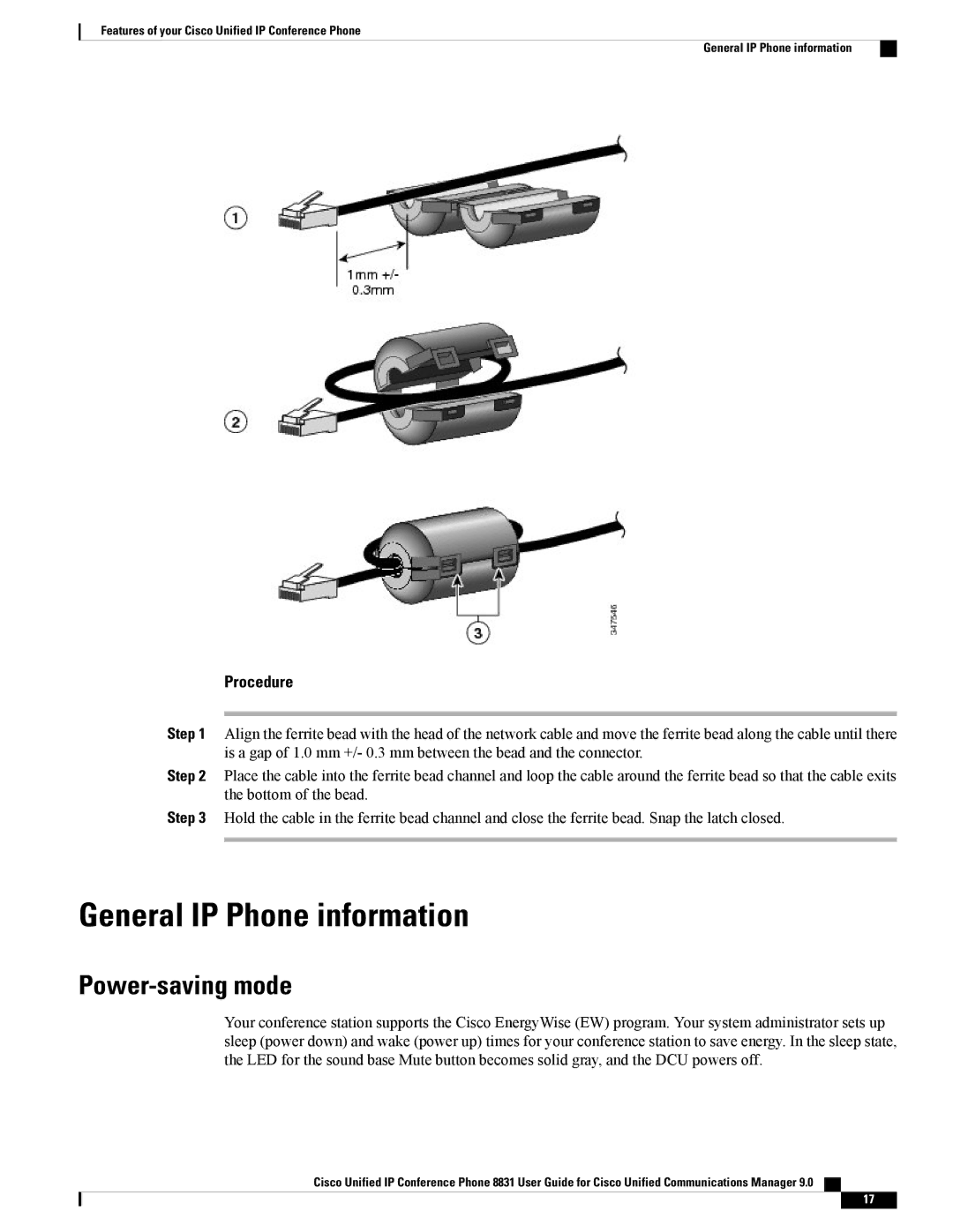 Cisco Systems CP8831DCK9, CP8831K9, CPMICWIREDS manual General IP Phone information, Power-saving mode 