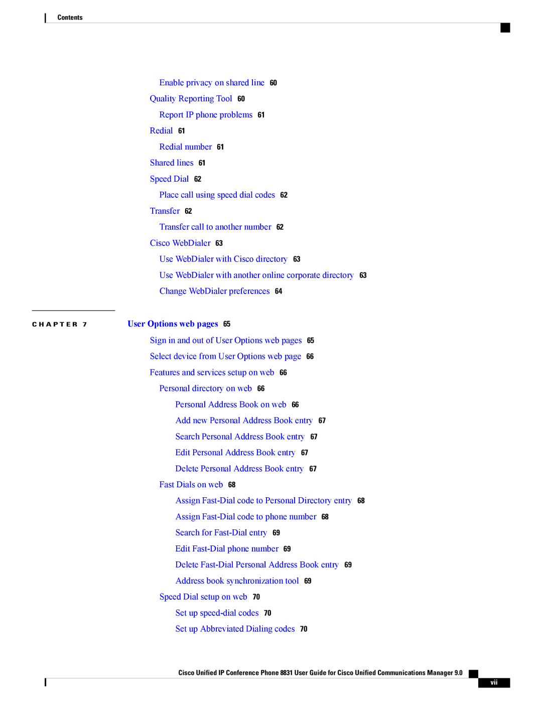 Cisco Systems CP8831DCK9, CP8831K9, CPMICWIREDS manual User Options web pages 