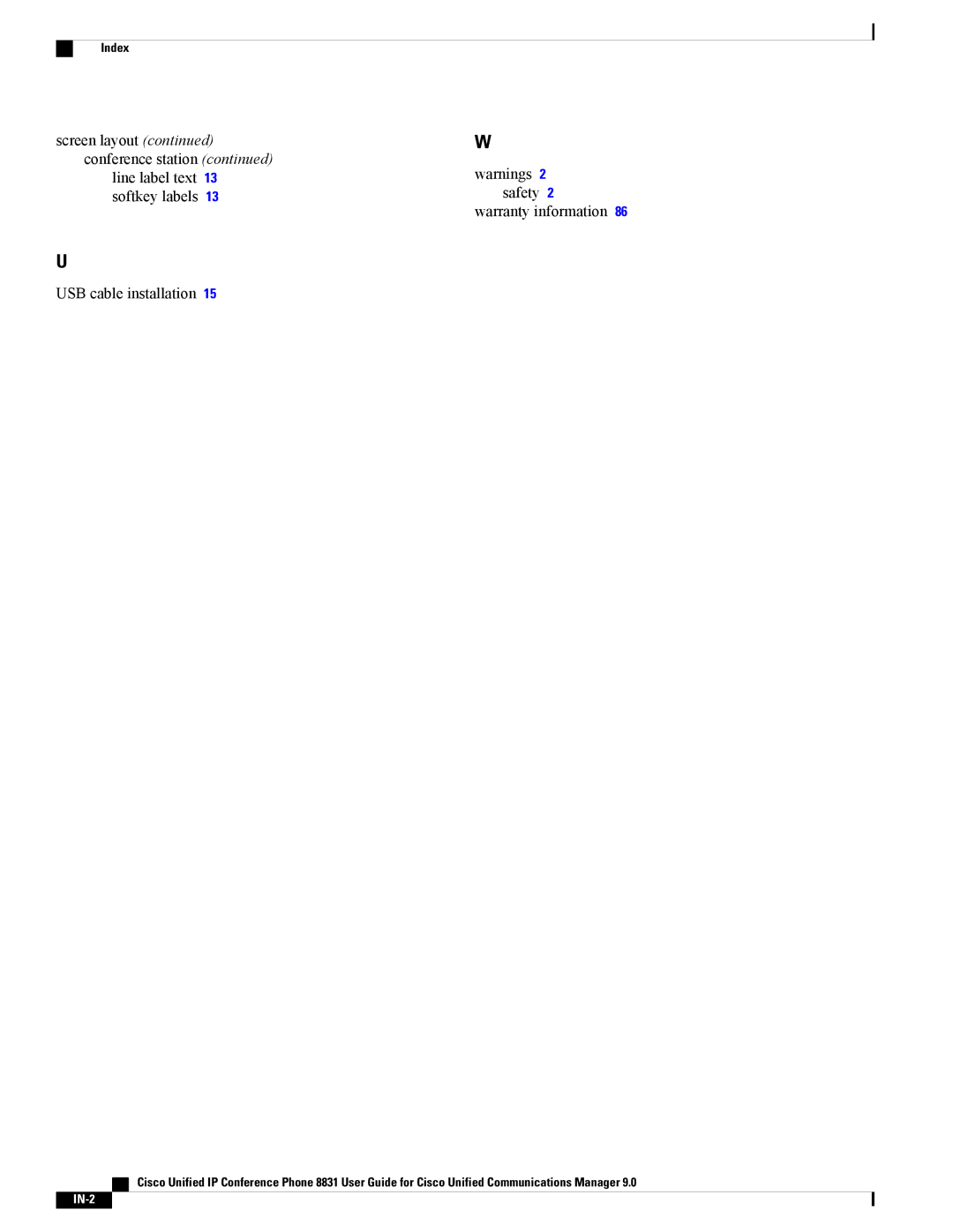 Cisco Systems CP8831K9, CP8831DCK9, CPMICWIREDS manual IN-2 