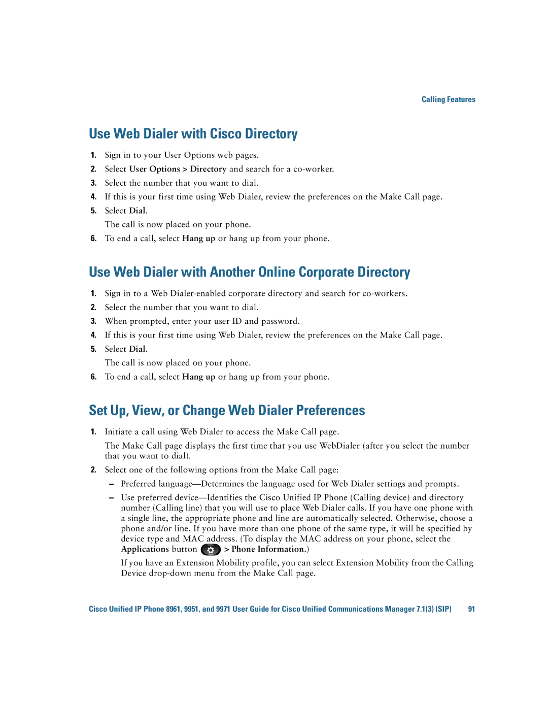 Cisco Systems CP9951CCAMK9 Use Web Dialer with Cisco Directory, Use Web Dialer with Another Online Corporate Directory 