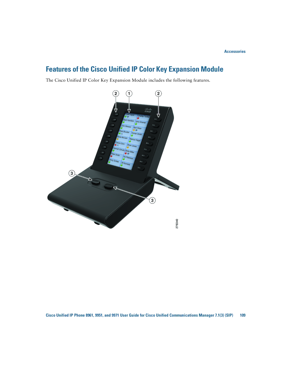 Cisco Systems CP9951CCAMK9 manual Features of the Cisco Unified IP Color Key Expansion Module 