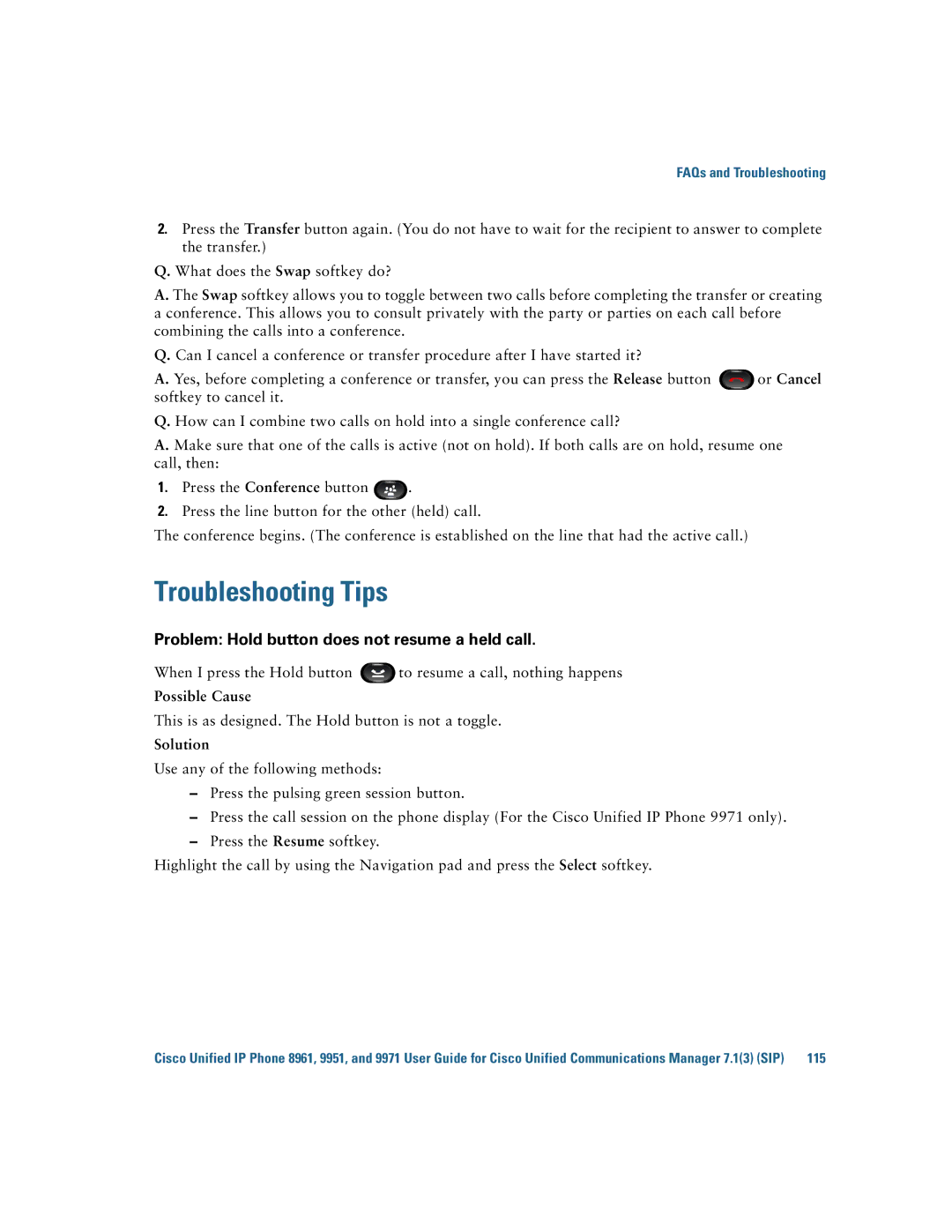 Cisco Systems CP9951CCAMK9 manual Troubleshooting Tips, Possible Cause, Solution 