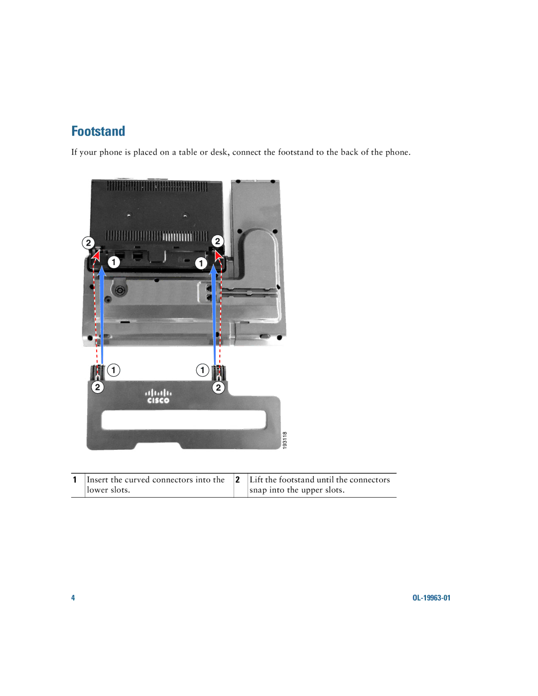 Cisco Systems CP9951CCAMK9 manual Footstand 