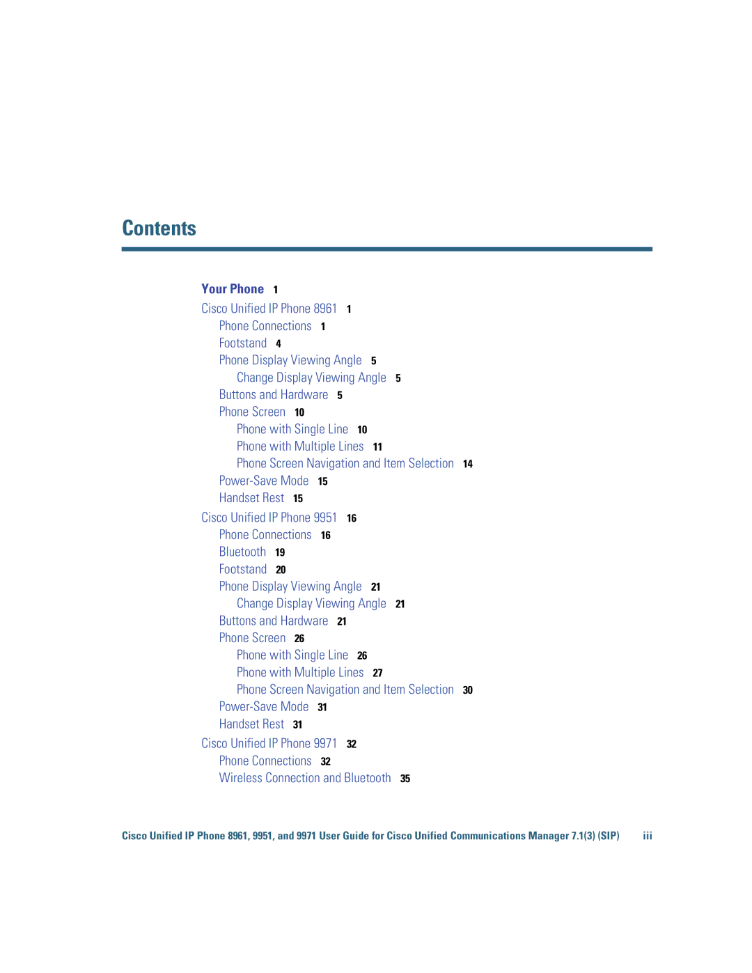 Cisco Systems CP9951CCAMK9 manual Contents 