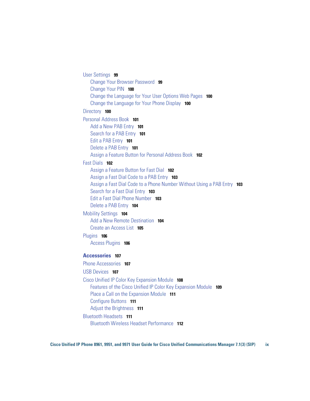 Cisco Systems CP9951CCAMK9 manual User Settings 