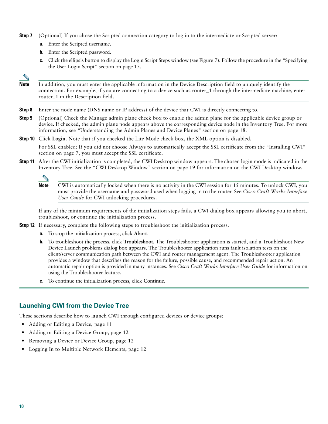 Cisco Systems Craft Works Interface quick start Launching CWI from the Device Tree 