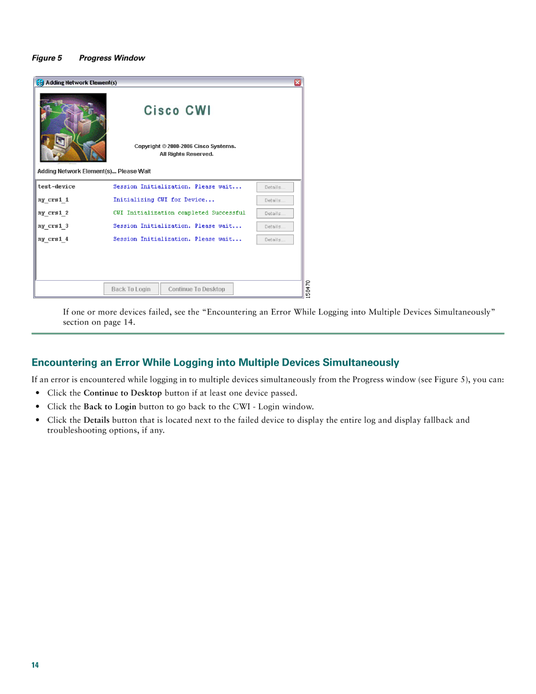 Cisco Systems Craft Works Interface quick start Progress Window 