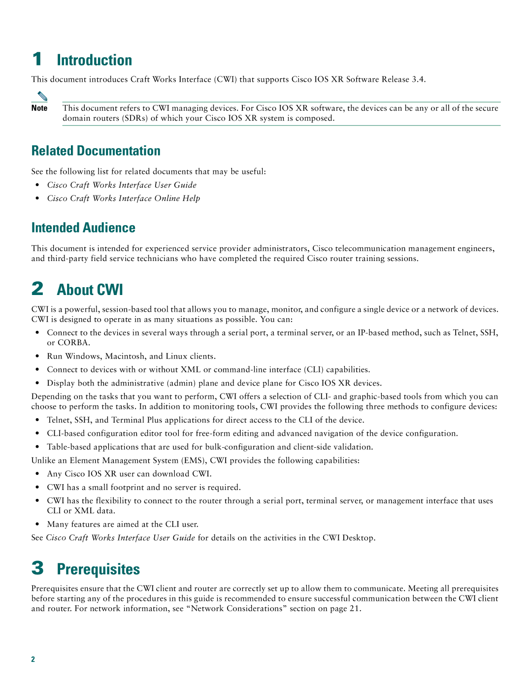 Cisco Systems Craft Works Interface Introduction, About CWI, Prerequisites, Related Documentation, Intended Audience 