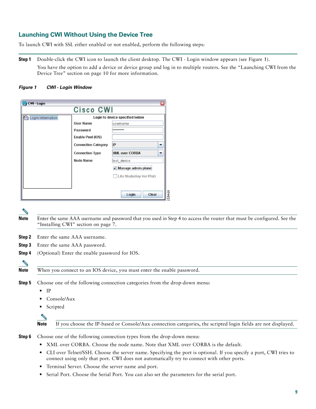 Cisco Systems Craft Works Interface quick start Launching CWI Without Using the Device Tree, CWI Login Window 