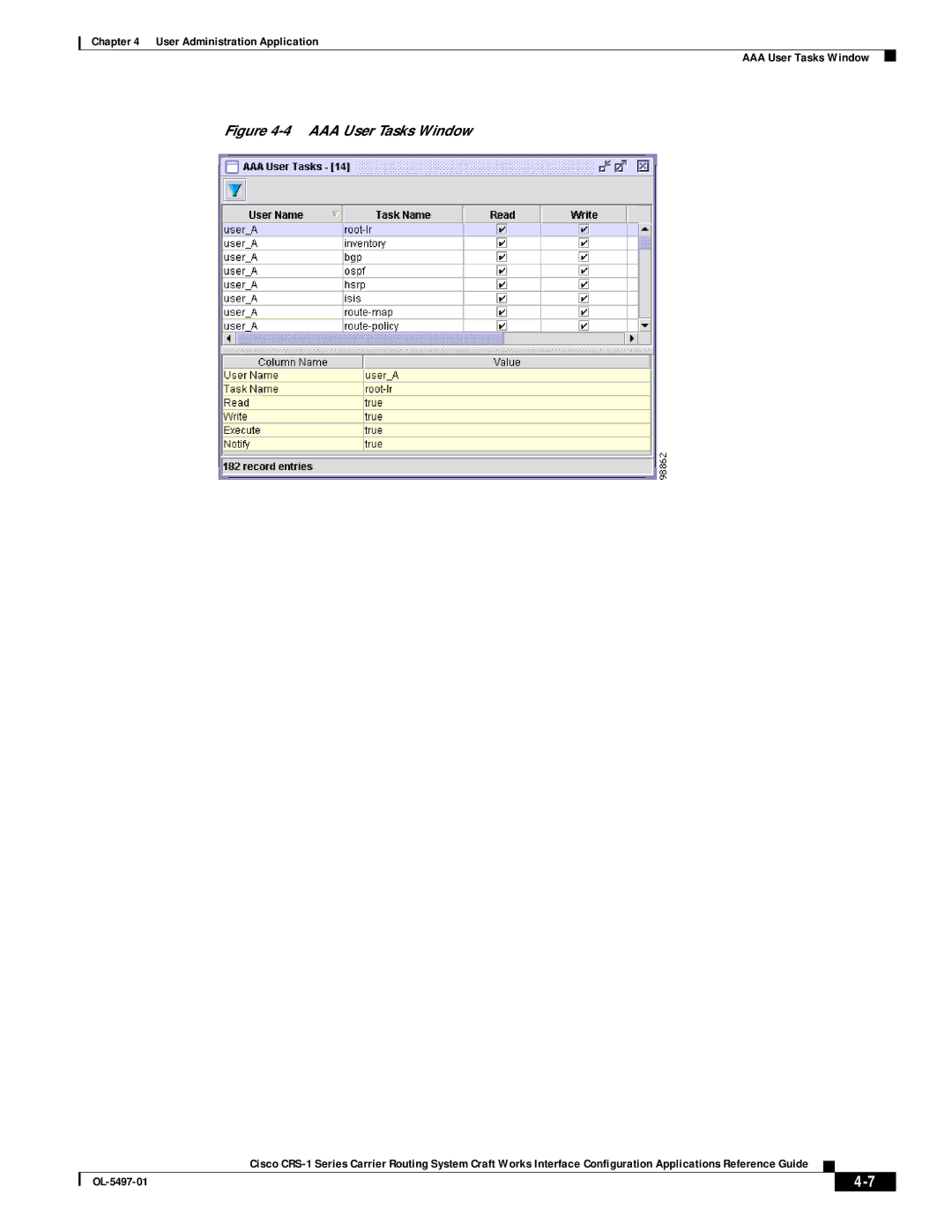 Cisco Systems CRS-1 Series manual AAA User Tasks Window 