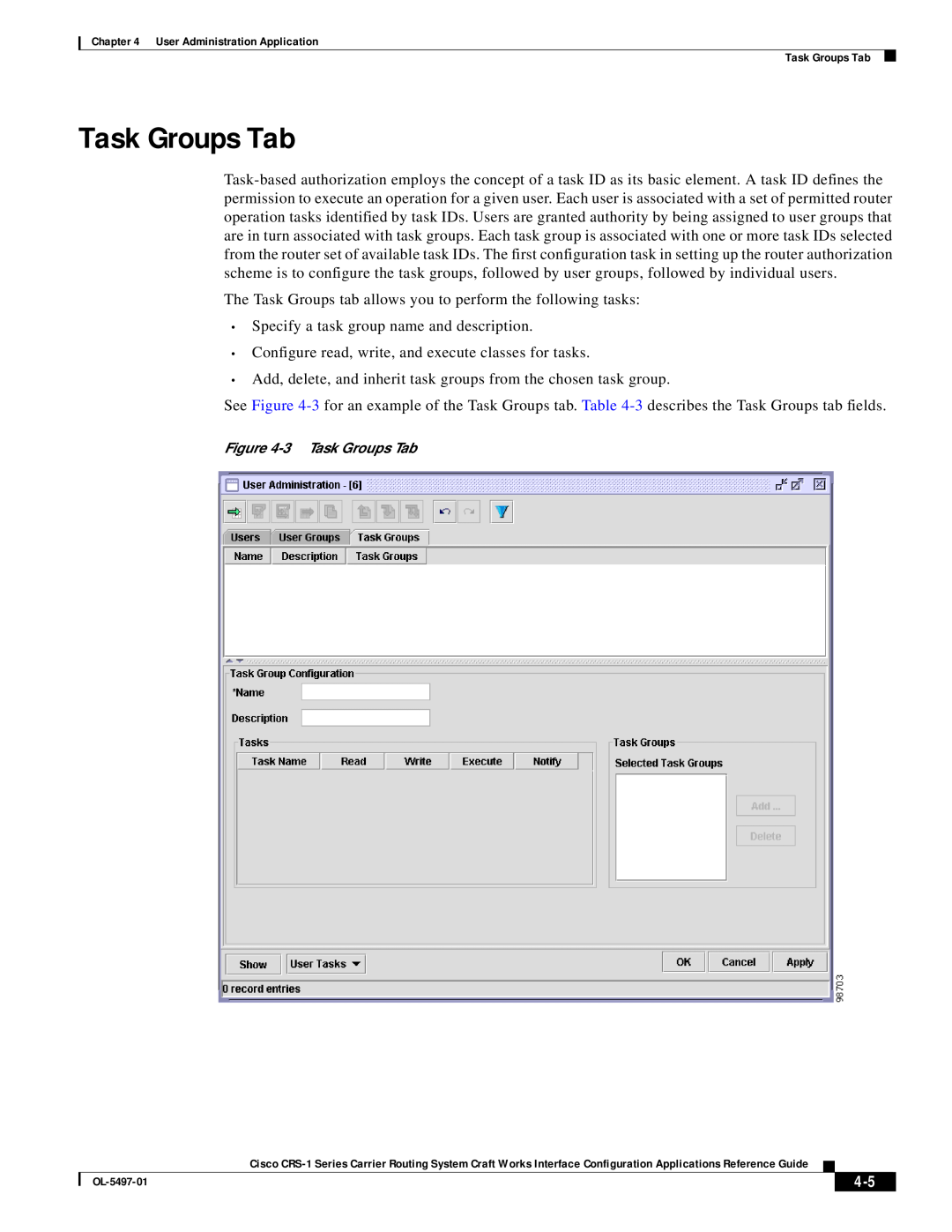 Cisco Systems CRS-1 Series manual Task Groups Tab 