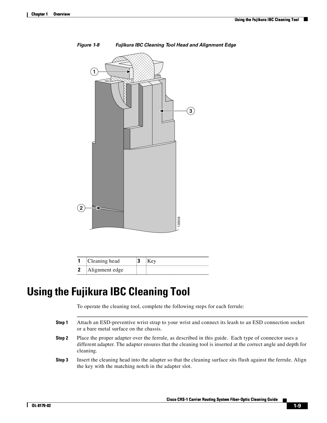 Cisco Systems CRS-1 manual Using the Fujikura IBC Cleaning Tool, 1 3 2 