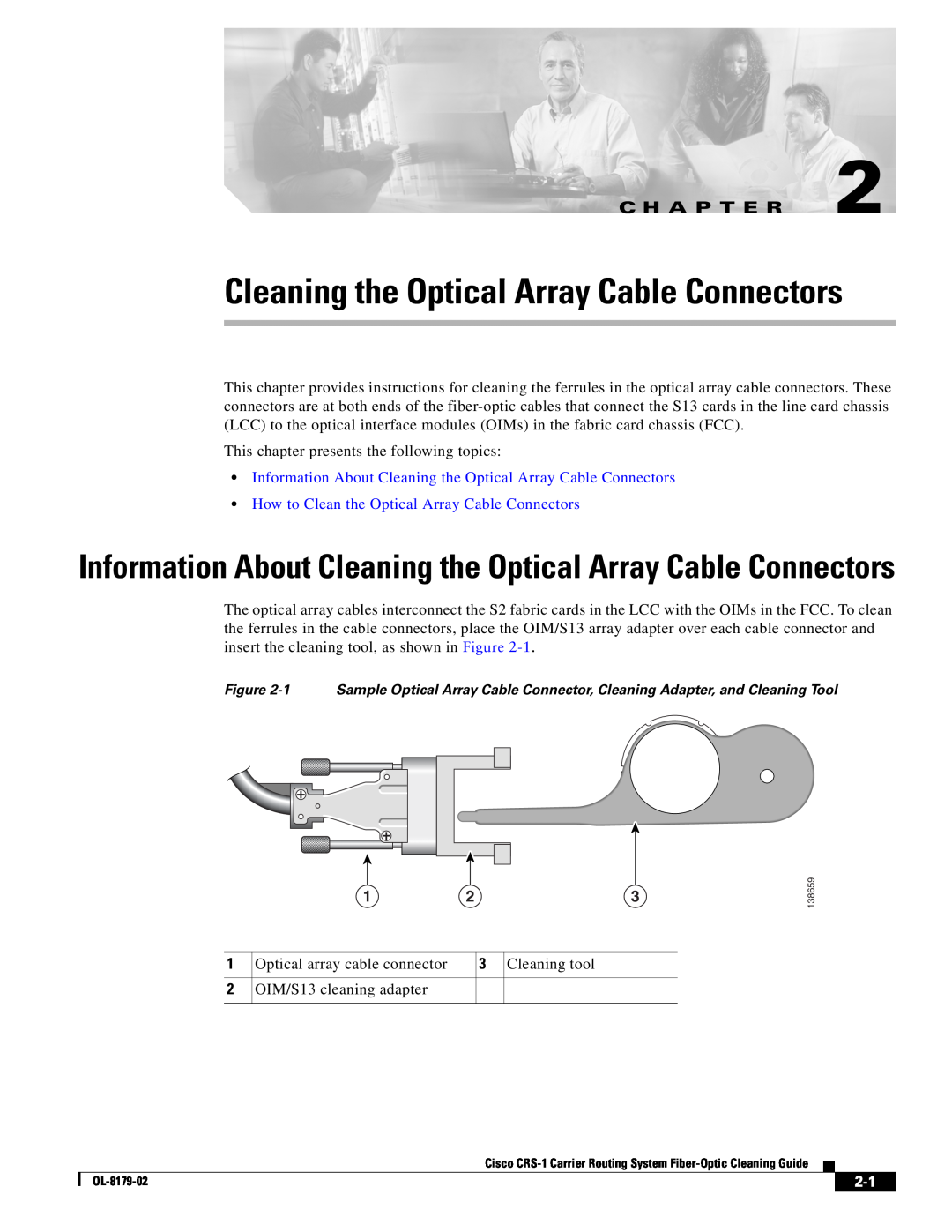 Cisco Systems CRS-1 manual •How to Clean the Optical Array Cable Connectors, Optical array cable connector, Cleaning tool 