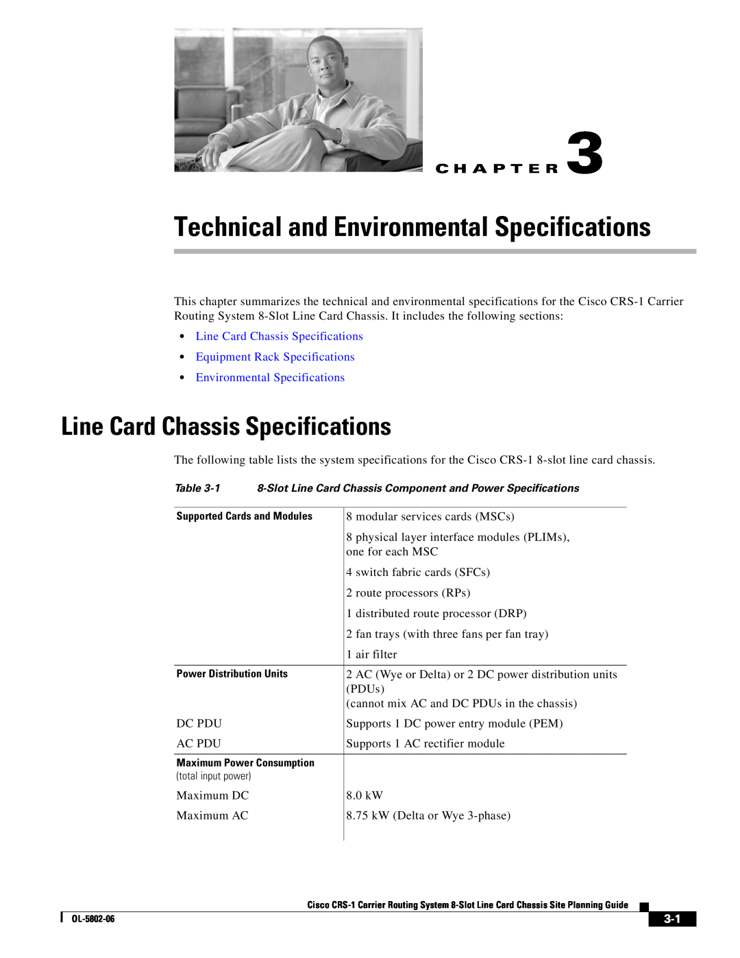 Cisco Systems CRS-1 manual Line Card Chassis Specifications Equipment Rack Specifications, Environmental Specifications 