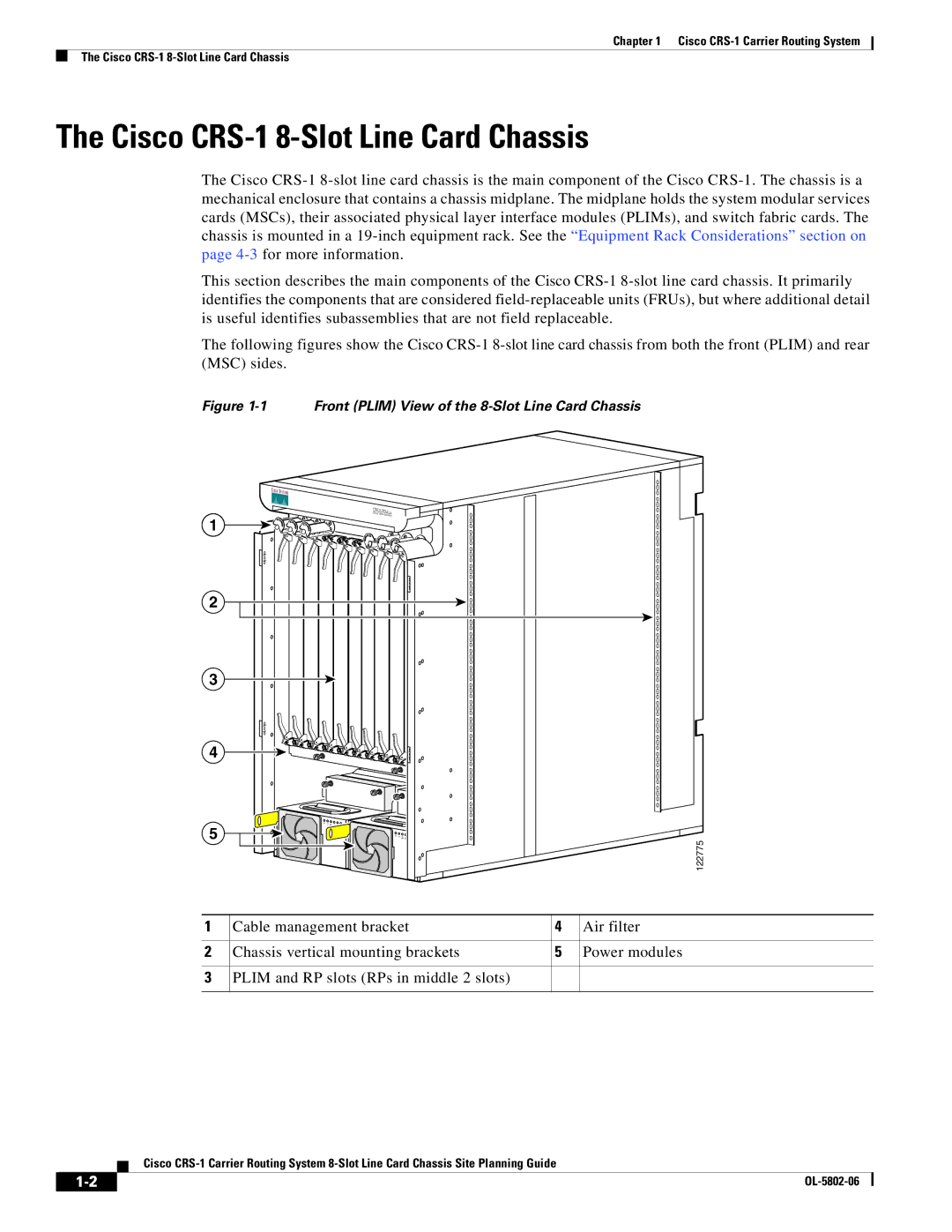 Cisco Systems specifications Cisco CRS-1 8-Slot Line Card Chassis 