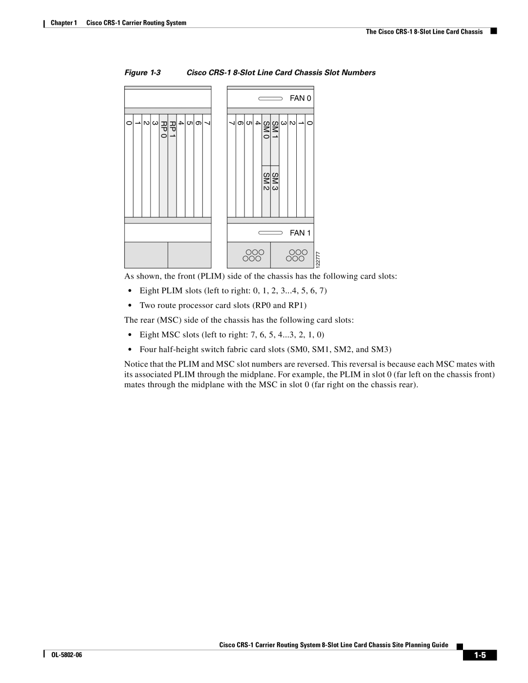 Cisco Systems specifications Cisco CRS-1 8-Slot Line Card Chassis Slot Numbers 