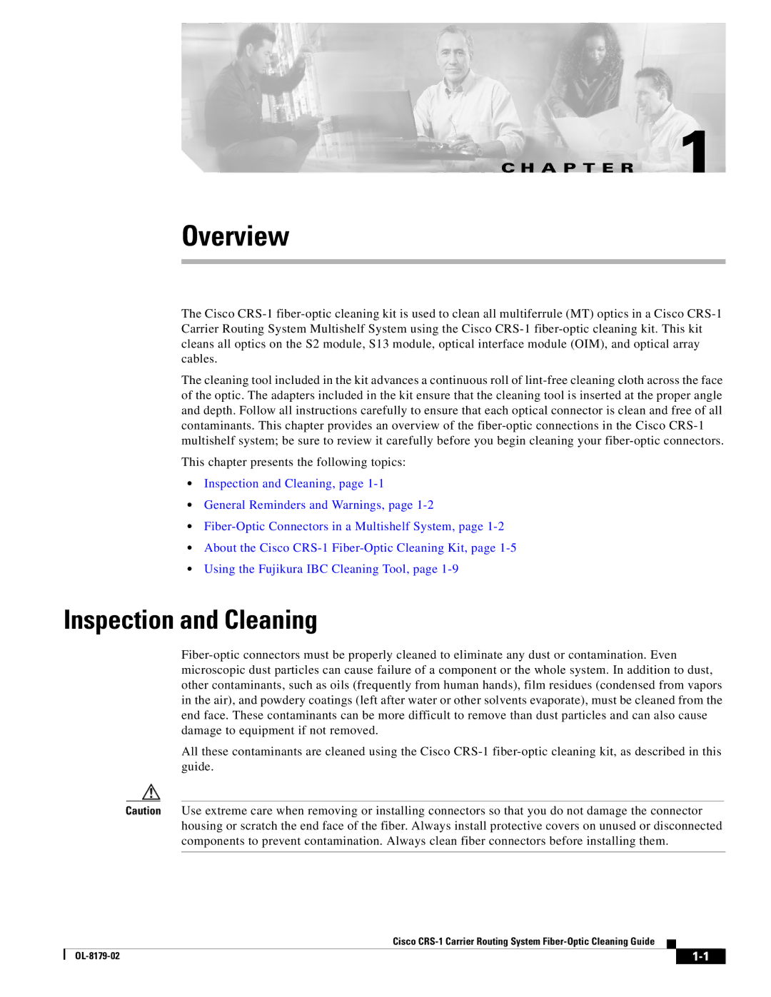 Cisco Systems CRS-1 manual Overview, Inspection and Cleaning 