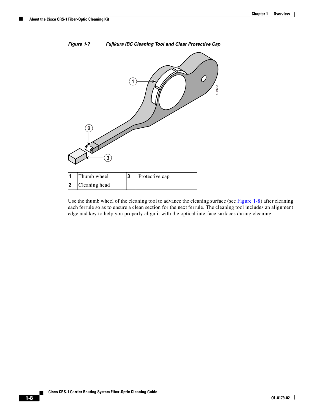 Cisco Systems CRS-1 manual Fujikura IBC Cleaning Tool and Clear Protective Cap 