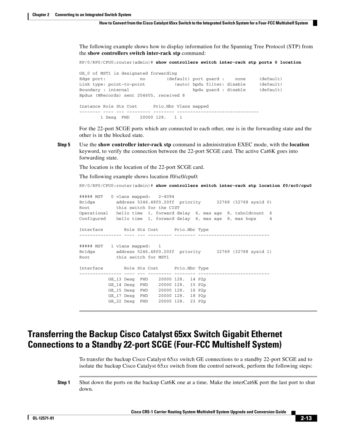 Cisco Systems CRS-1 manual For Cist 