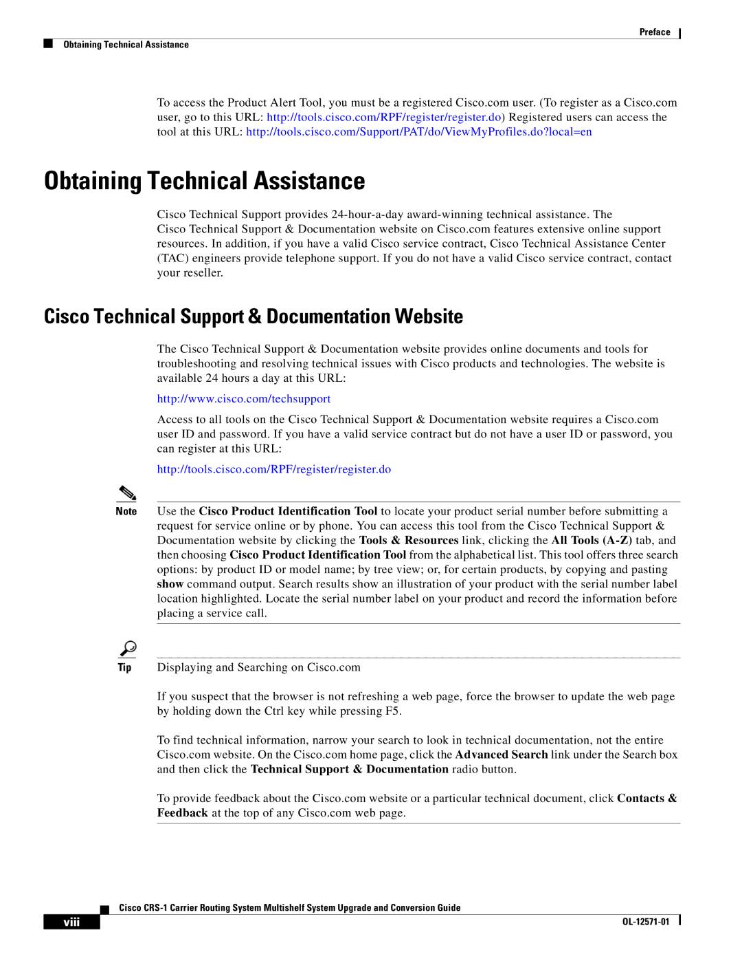 Cisco Systems CRS-1 manual Obtaining Technical Assistance, Cisco Technical Support & Documentation Website 