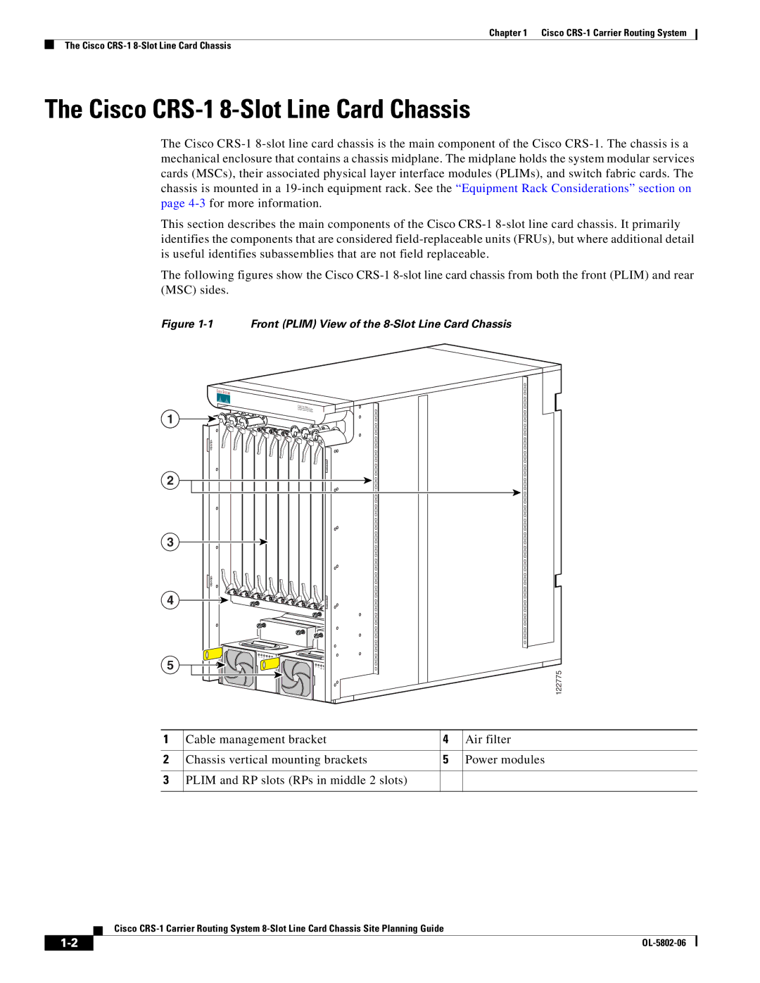 Cisco Systems manual Cisco CRS-1 8-Slot Line Card Chassis, Front Plim View of the 8-Slot Line Card Chassis 