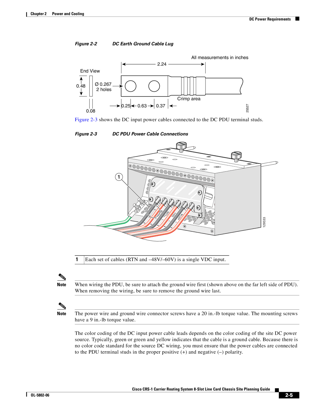 Cisco Systems CRS-1 manual DC Earth Ground Cable Lug 