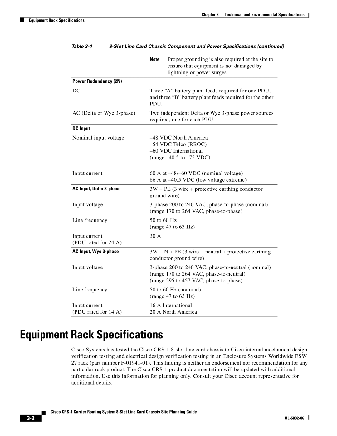 Cisco Systems CRS-1 manual Equipment Rack Specifications, Pdu 