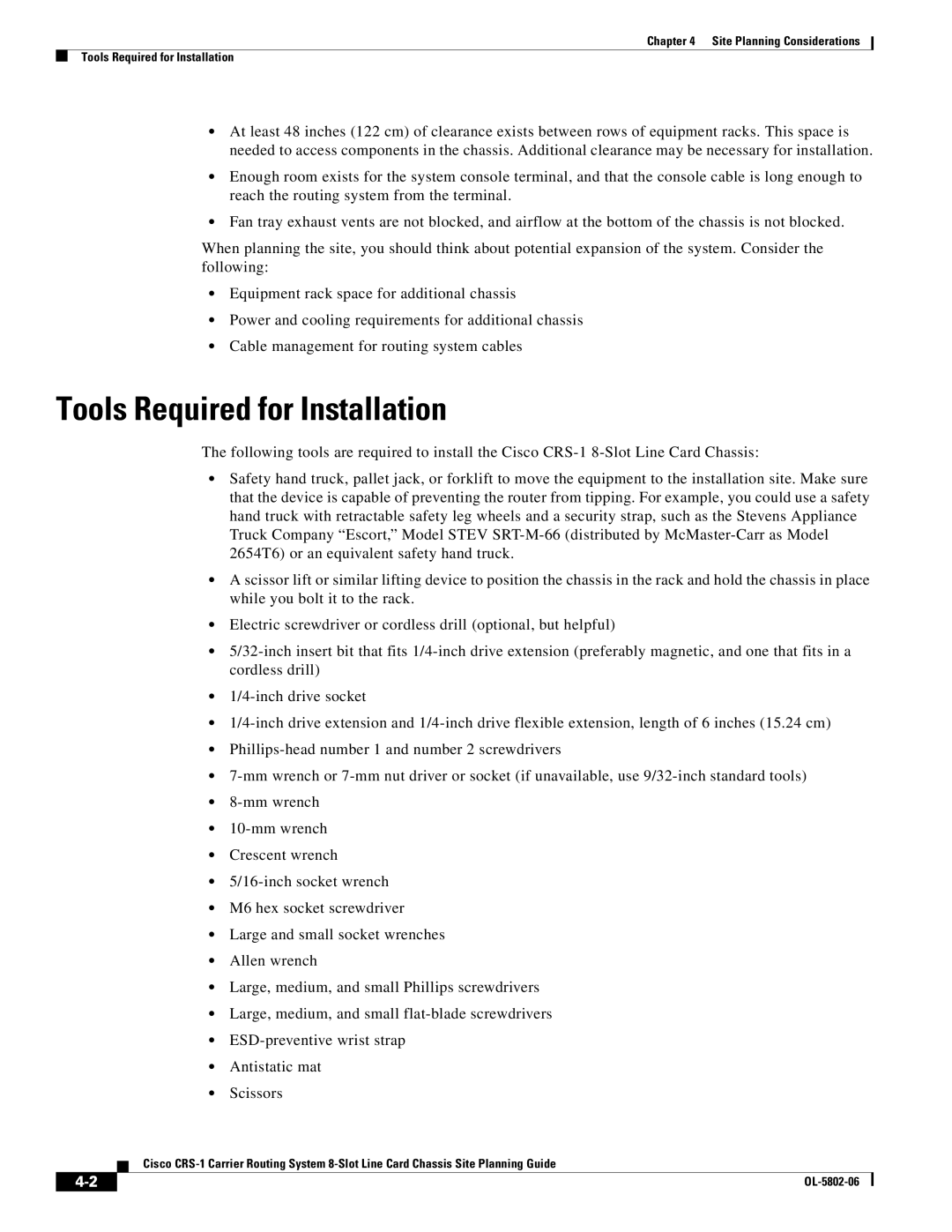 Cisco Systems CRS-1 manual Tools Required for Installation 