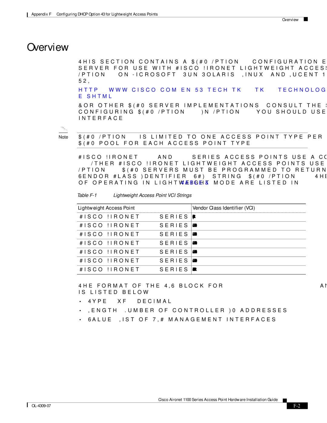 Cisco Systems CSACS1121K9 manual Lightweight Access Point Vendor Class Identifier VCI 