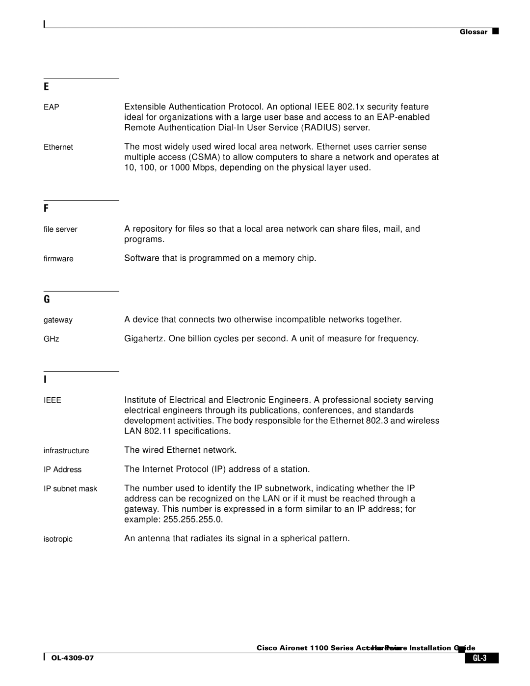 Cisco Systems CSACS1121K9 manual GL-3 