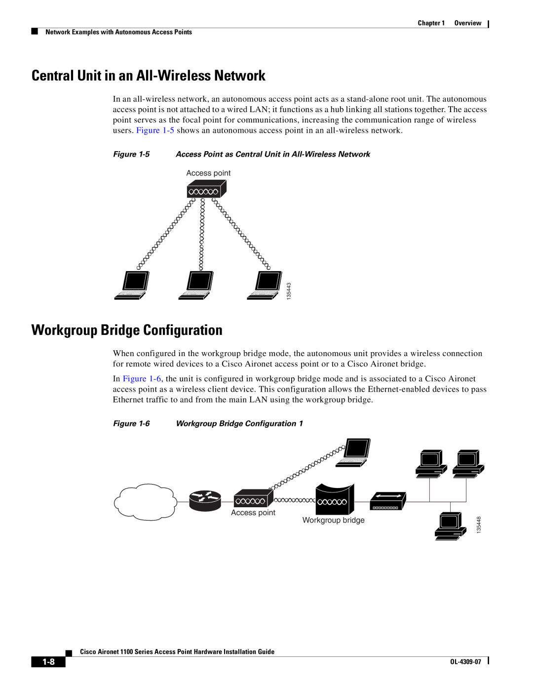 Cisco Systems CSACS1121K9 manual Central Unit in an All-Wireless Network, Workgroup Bridge Configuration 