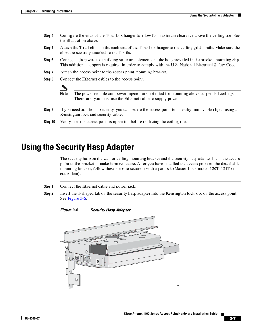 Cisco Systems CSACS1121K9 manual Using the Security Hasp Adapter 