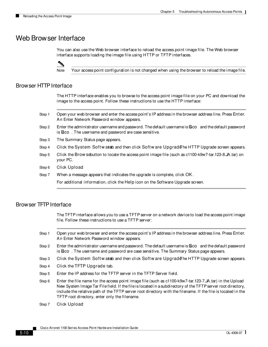 Cisco Systems CSACS1121K9 manual Web Browser Interface, Browser Http Interface 