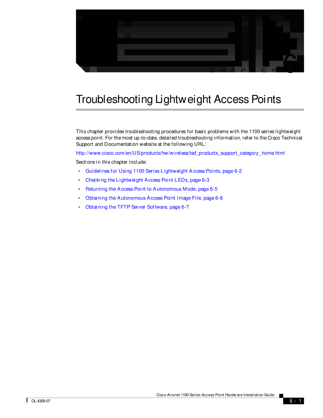 Cisco Systems CSACS1121K9 manual Troubleshooting Lightweight Access Points 