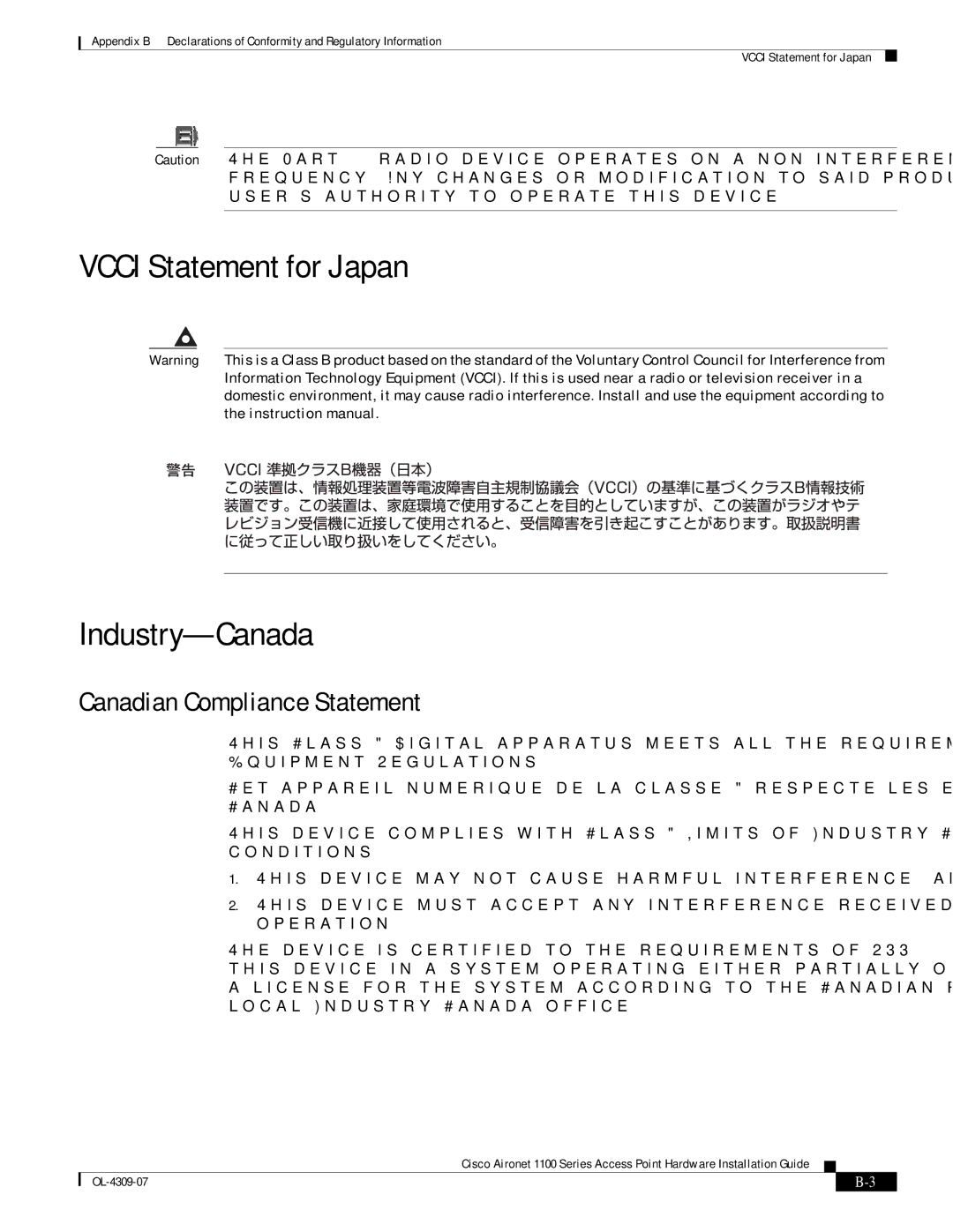 Cisco Systems CSACS1121K9 manual Vcci Statement for Japan Industry-Canada, Canadian Compliance Statement 