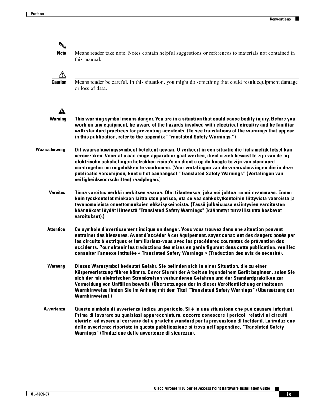 Cisco Systems CSACS1121K9 manual Preface Conventions 