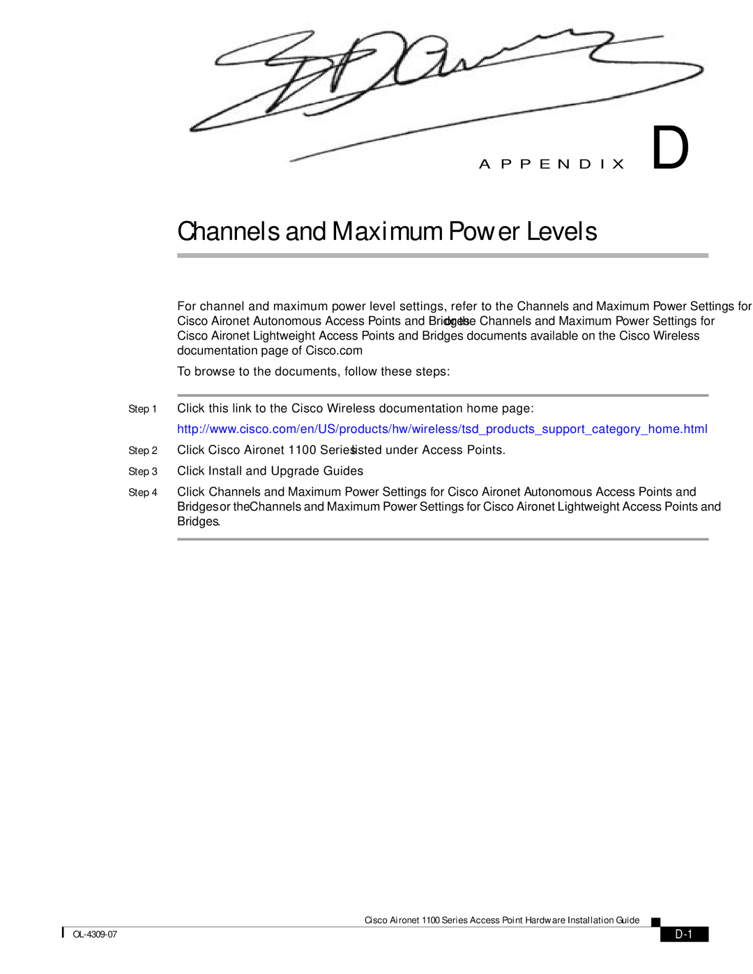 Cisco Systems CSACS1121K9 manual Channels and Maximum Power Levels 