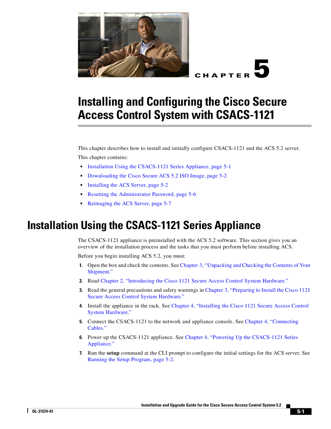 Cisco Systems CSACS1121UPK9 manual Installation Using the CSACS-1121 Series Appliance 