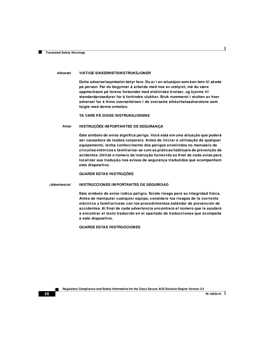 Cisco Systems CSACSE-1112-K9 manual TA Vare PÅ Disse Instruksjonene 