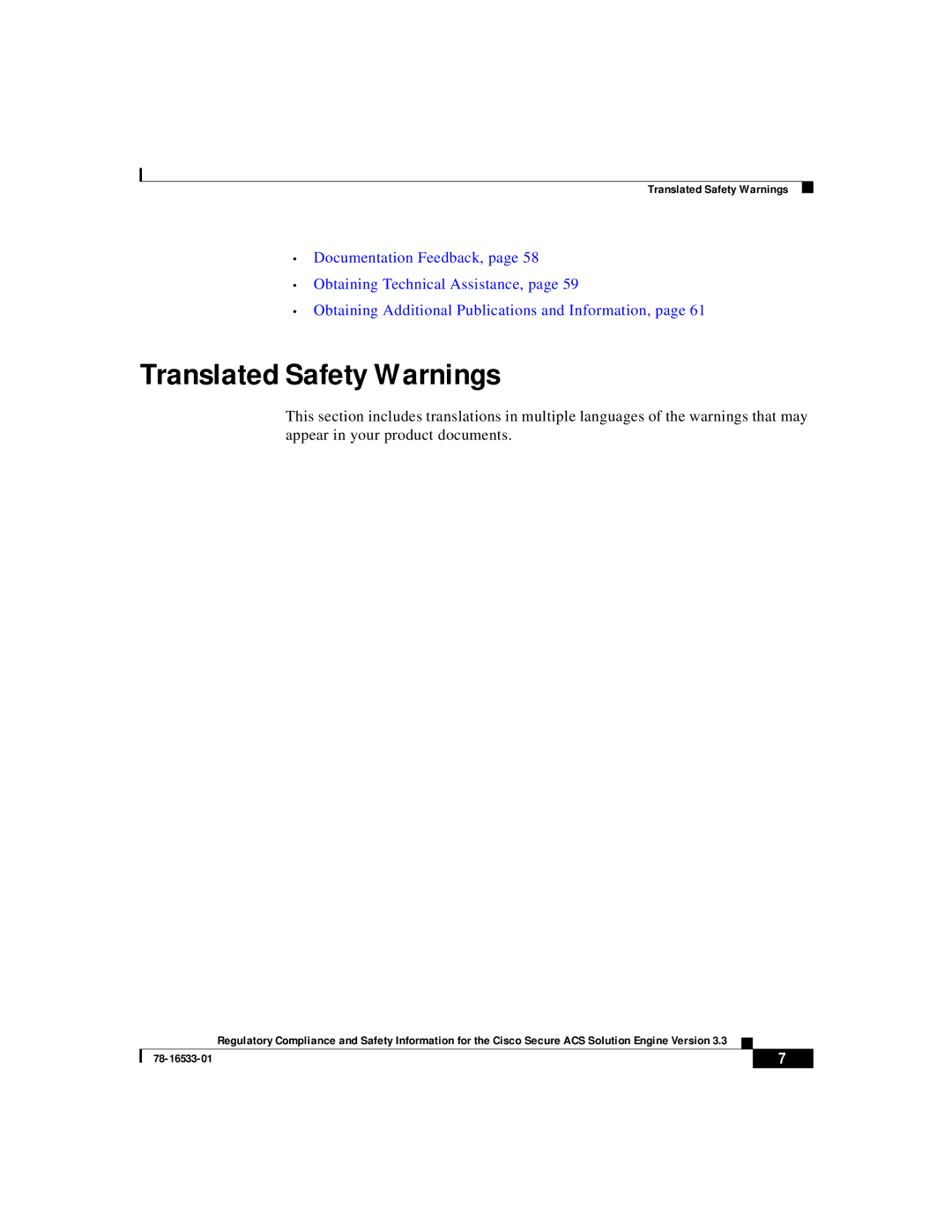 Cisco Systems CSACSE-1112-K9 manual Translated Safety Warnings 