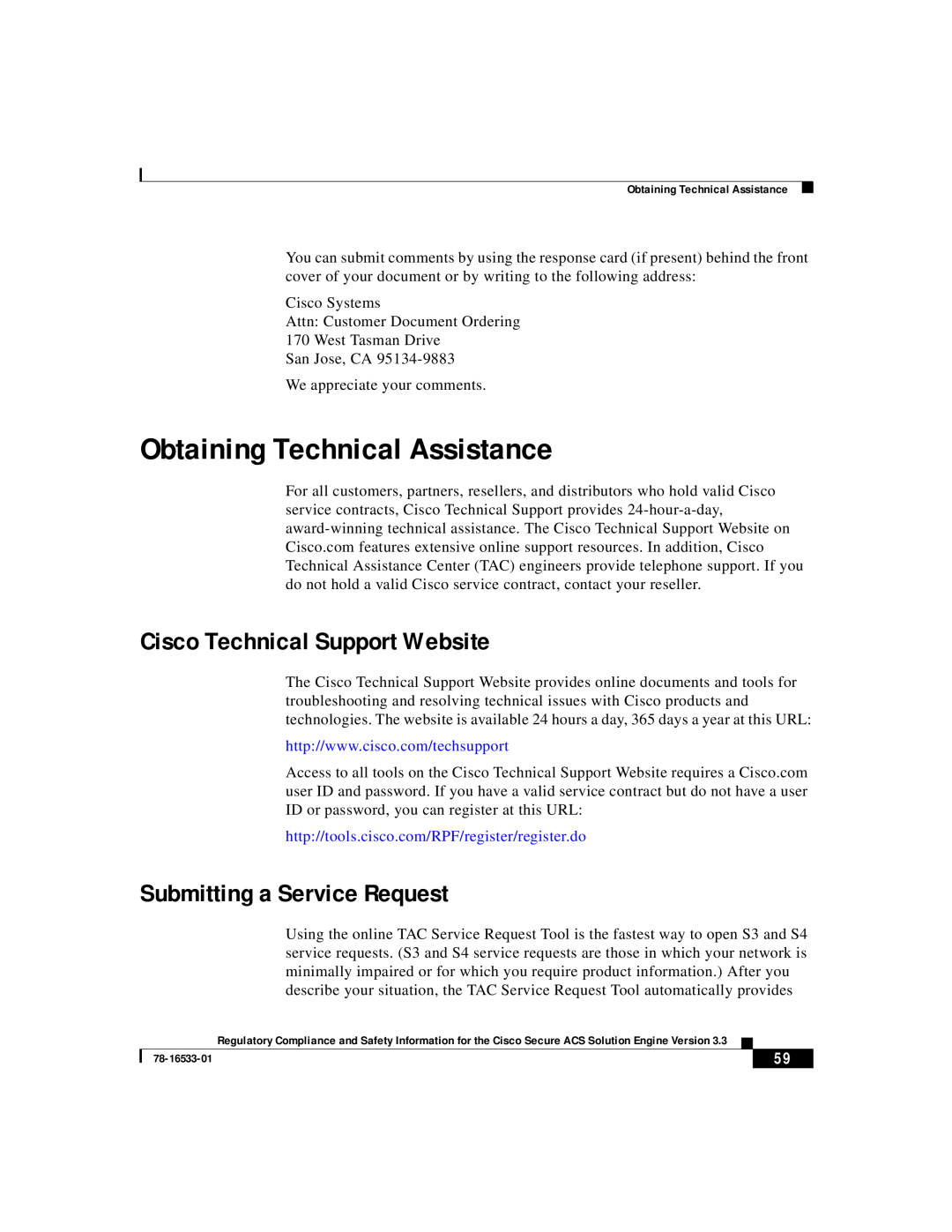 Cisco Systems CSACSE-1112-K9 Obtaining Technical Assistance, Cisco Technical Support Website, Submitting a Service Request 