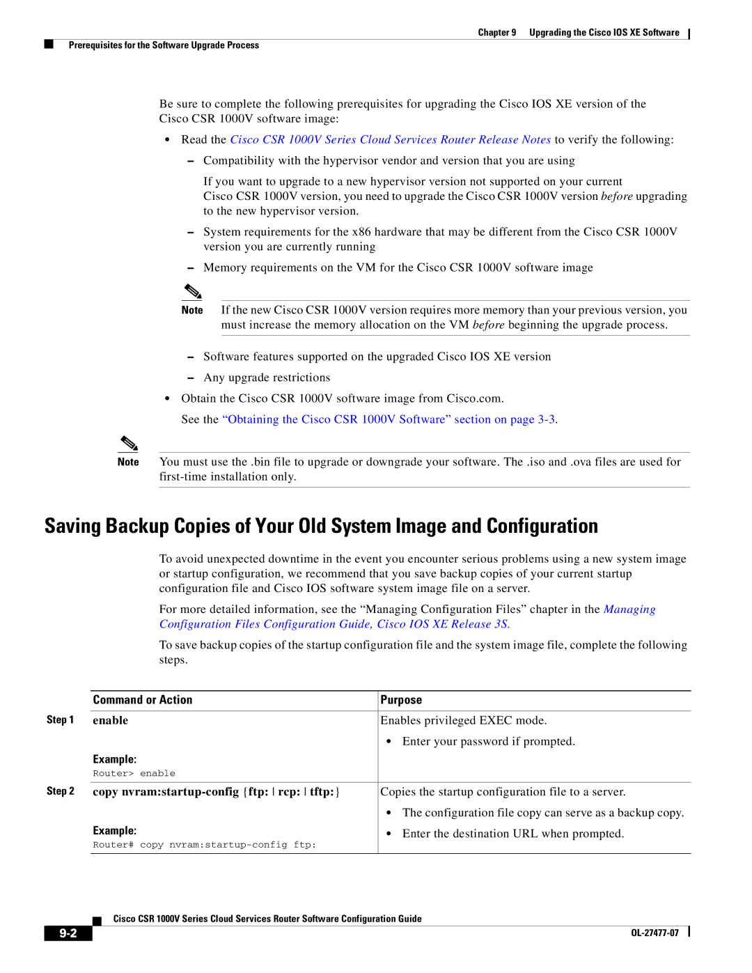 Cisco Systems CSR 1000V manual Copy nvramstartup-config ftp rcp tftp, Copies the startup configuration file to a server 