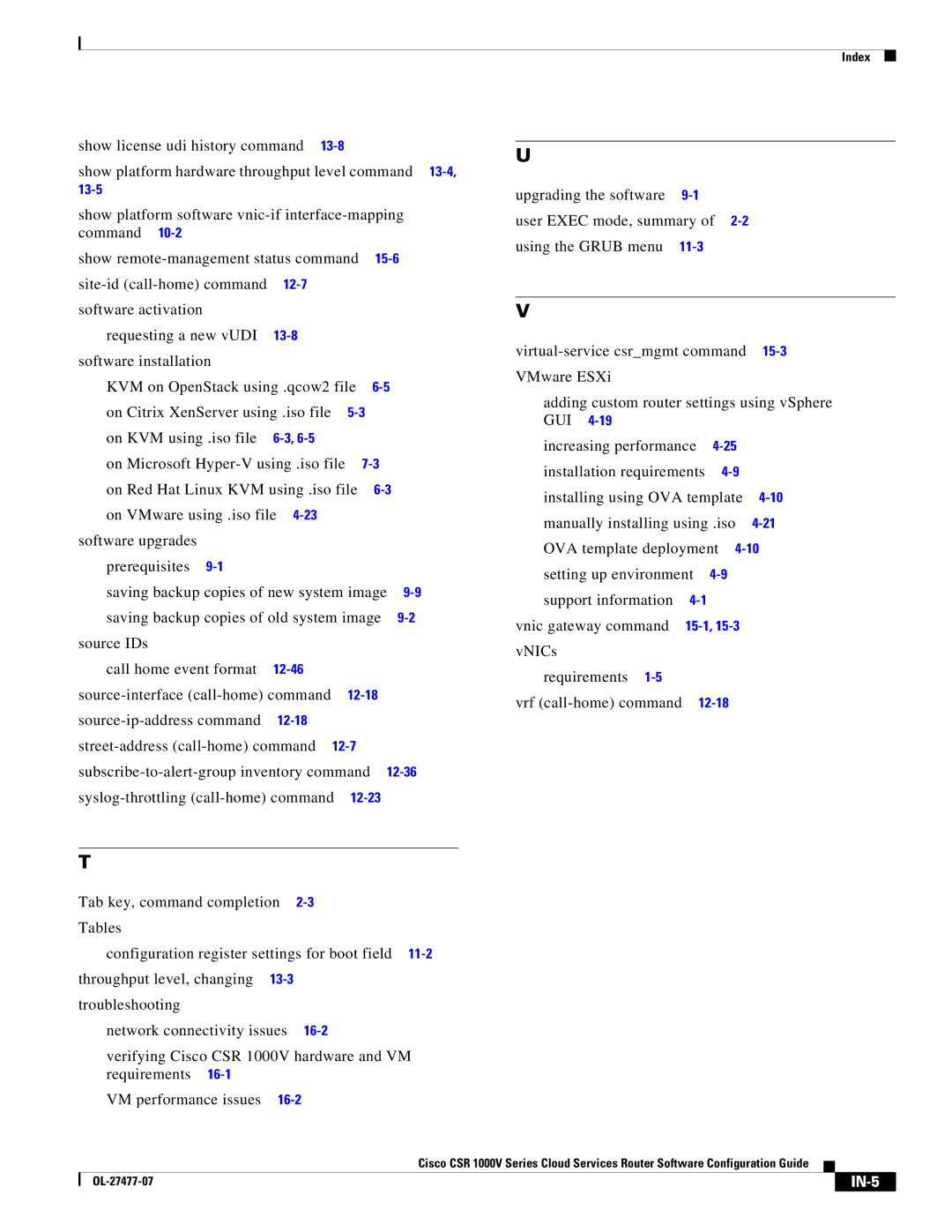 Cisco Systems CSR 1000V manual IN-5 