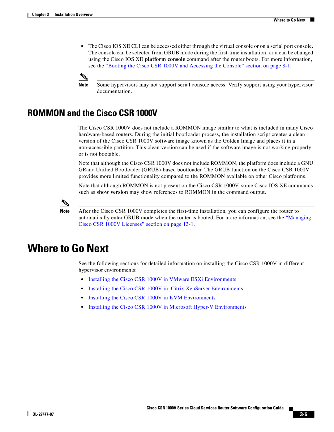 Cisco Systems CSR 1000V manual Where to Go Next, Rommon and the Cisco CSR 